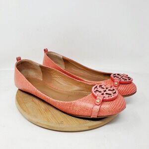 Tory Burch Mini Miller Womens 9.5 Lizard Print Leather Ballet Flat Slip On Shoes